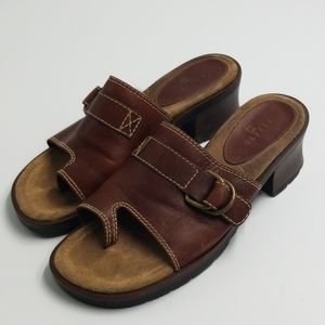 Pesaro Brown Leather Heel Banded Logger Sandal